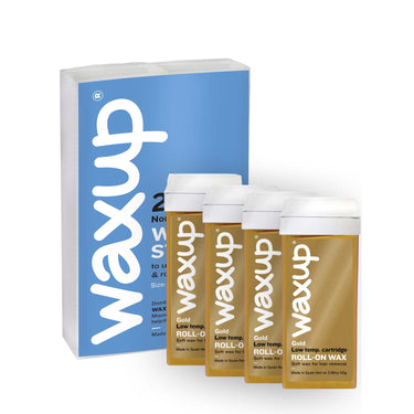 Gold Roller Waxing Kit Refill, 4 Pack and 200 strips - thatswaxup - - Roller Waxing Kit - waxup hair removal wax body waxing kit women and men professional waxing supplies